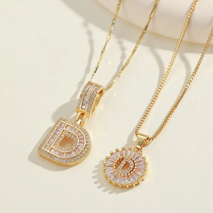 2pc 14k Diamond Letter Initial Necklaces