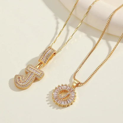 2pc 14k Diamond Letter Initial Necklaces
