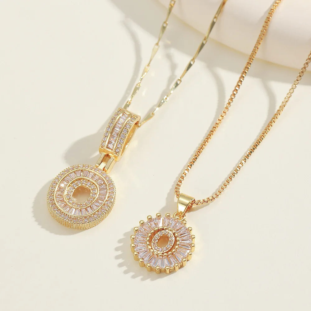 2pc 14k Diamond Letter Initial Necklaces