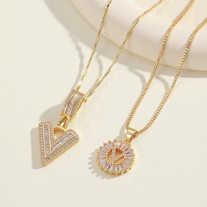 2pc 14k Diamond Letter Initial Necklaces