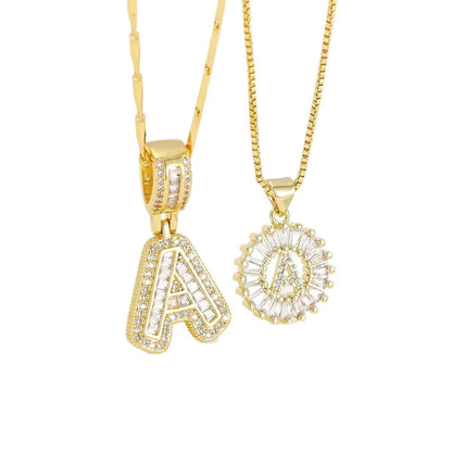 2pc 14k Diamond Letter Initial Necklaces