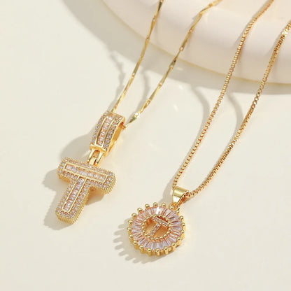 2pc 14k Diamond Letter Initial Necklaces