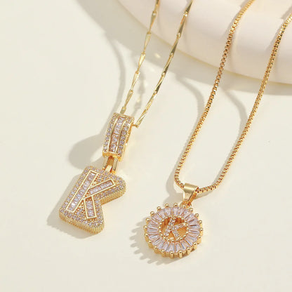 2pc 14k Diamond Letter Initial Necklaces
