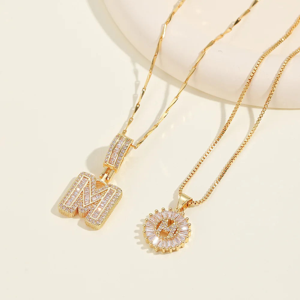 2pc 14k Diamond Letter Initial Necklaces