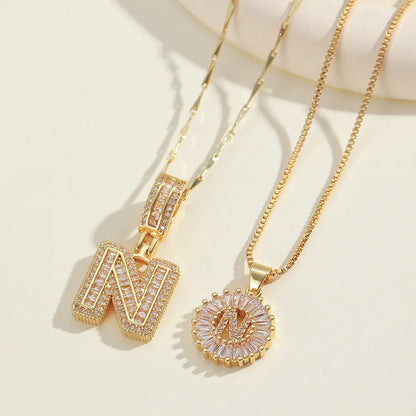 2pc 14k Diamond Letter Initial Necklaces