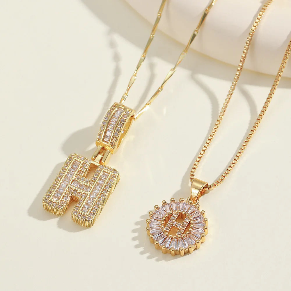 2pc 14k Diamond Letter Initial Necklaces