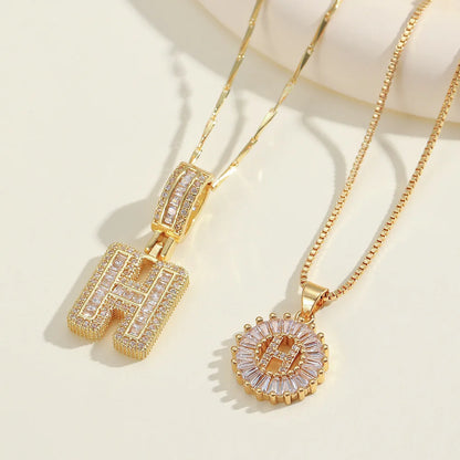 2pc 14k Diamond Letter Initial Necklaces