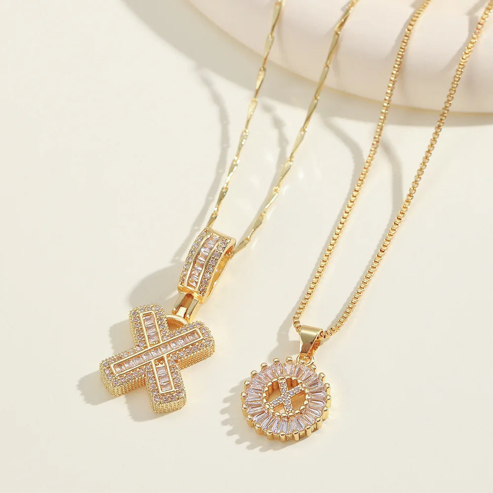 2pc 14k Diamond Letter Initial Necklaces