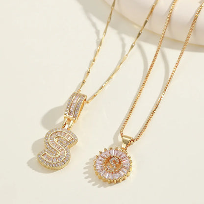 2pc 14k Diamond Letter Initial Necklaces