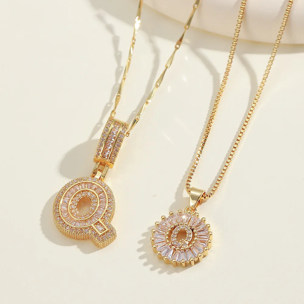 2pc 14k Diamond Letter Initial Necklaces