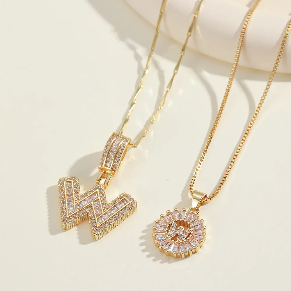 2pc 14k Diamond Letter Initial Necklaces