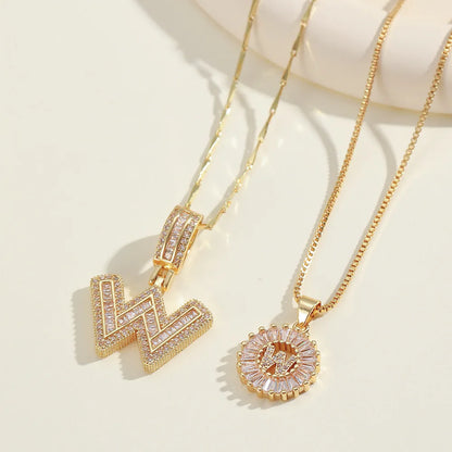 2pc 14k Diamond Letter Initial Necklaces