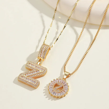 2pc 14k Diamond Letter Initial Necklaces