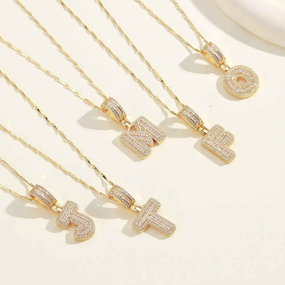 2pc 14k Diamond Letter Initial Necklaces
