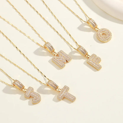 2pc 14k Diamond Letter Initial Necklaces